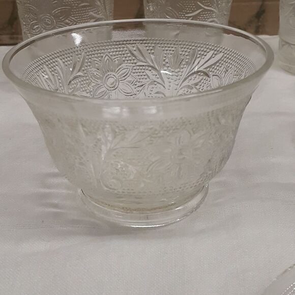 8 pc.bundle vintage Anchor MCM Hocking clear depression glass tumblers, & more - Picture 8 of 11